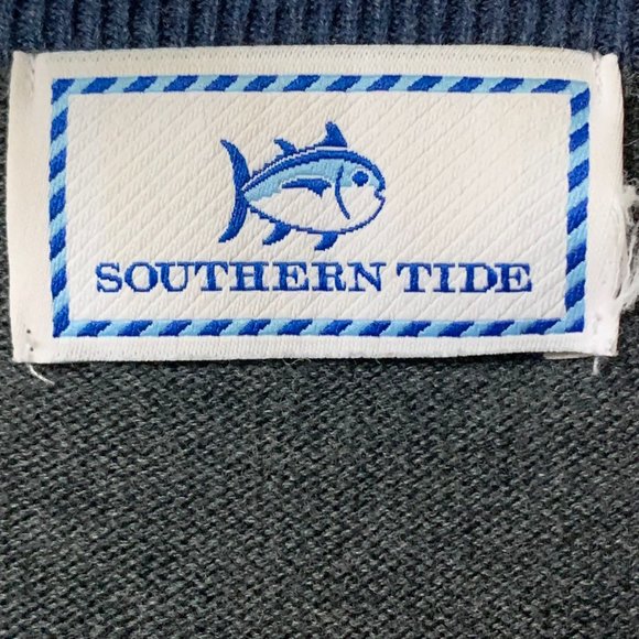 Southern Tide Charcoal‎ Gray 100% Cotton V-Neck Pullover Sweater - Picture 2 of 10